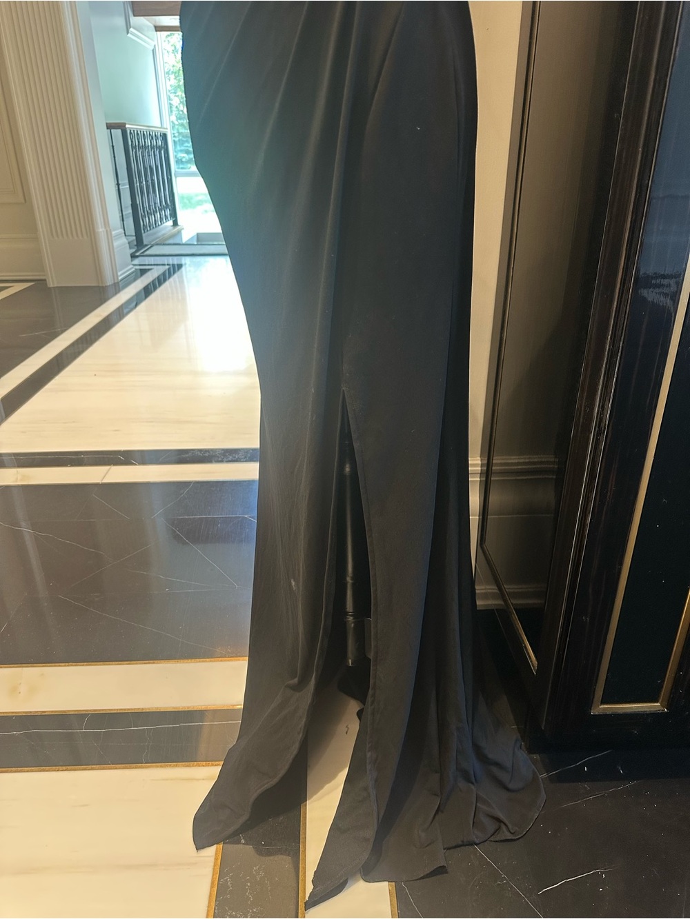Adrianna Papell Black Ruched Sweetheart Sequin Cutout Evening Maxi Gown (1/2) - Picture 7 of 11